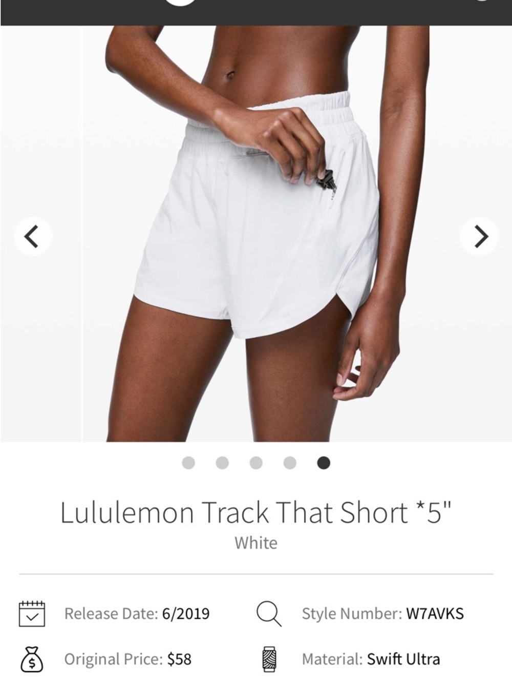 lululemon athletica White Track That mid rise lined Shorts 5"